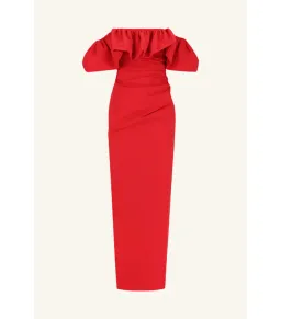 Shona Joy Campbell Off Shoulder Bubble Maxi Dress Goji Size AU 8  for rent on The Volte - image 7