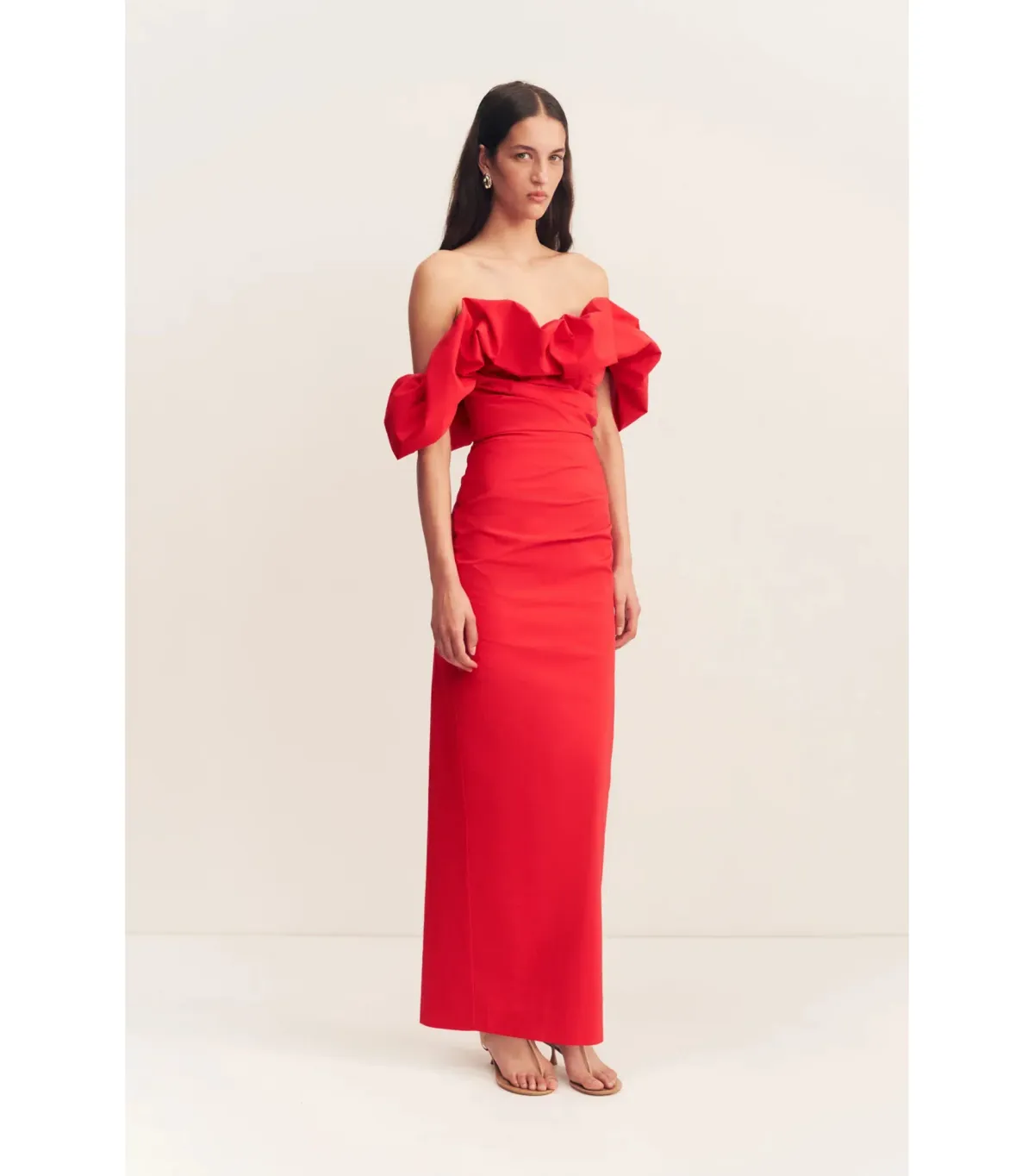 Shona Joy Campbell Off Shoulder Bubble Maxi Dress Goji Size AU 8 - Image 3