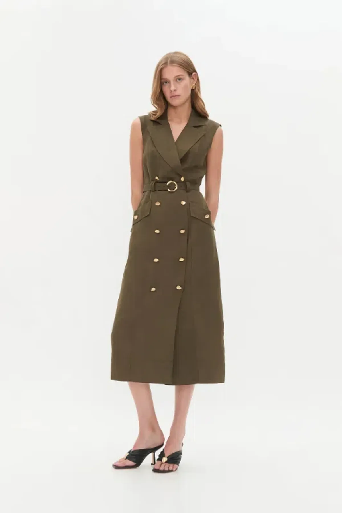 Aje Blake Utility Midi Dress Khaki Size AU 14 - Image 2