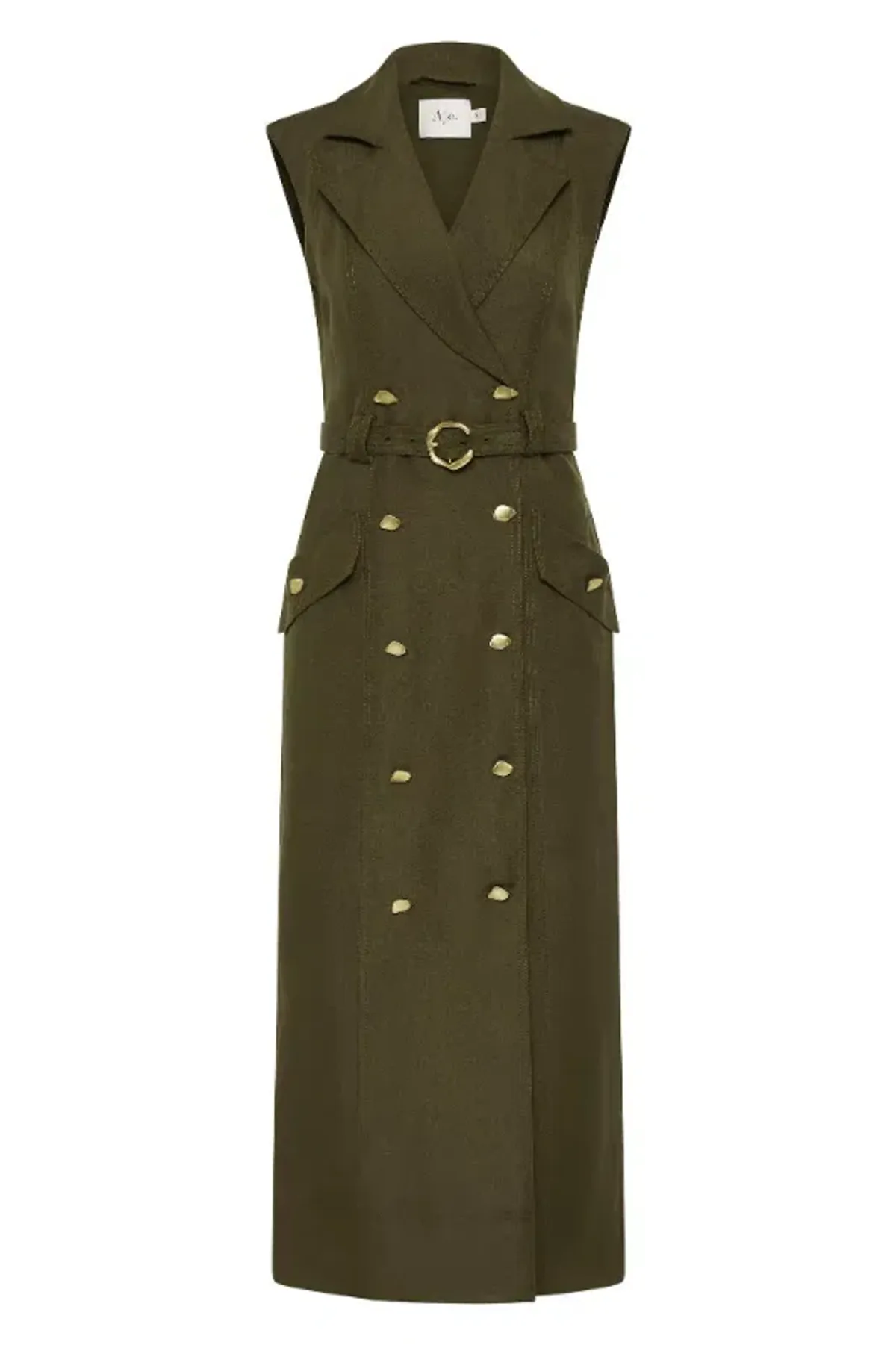 Aje Blake Utility Midi Dress Khaki Size AU 14 - Image 6