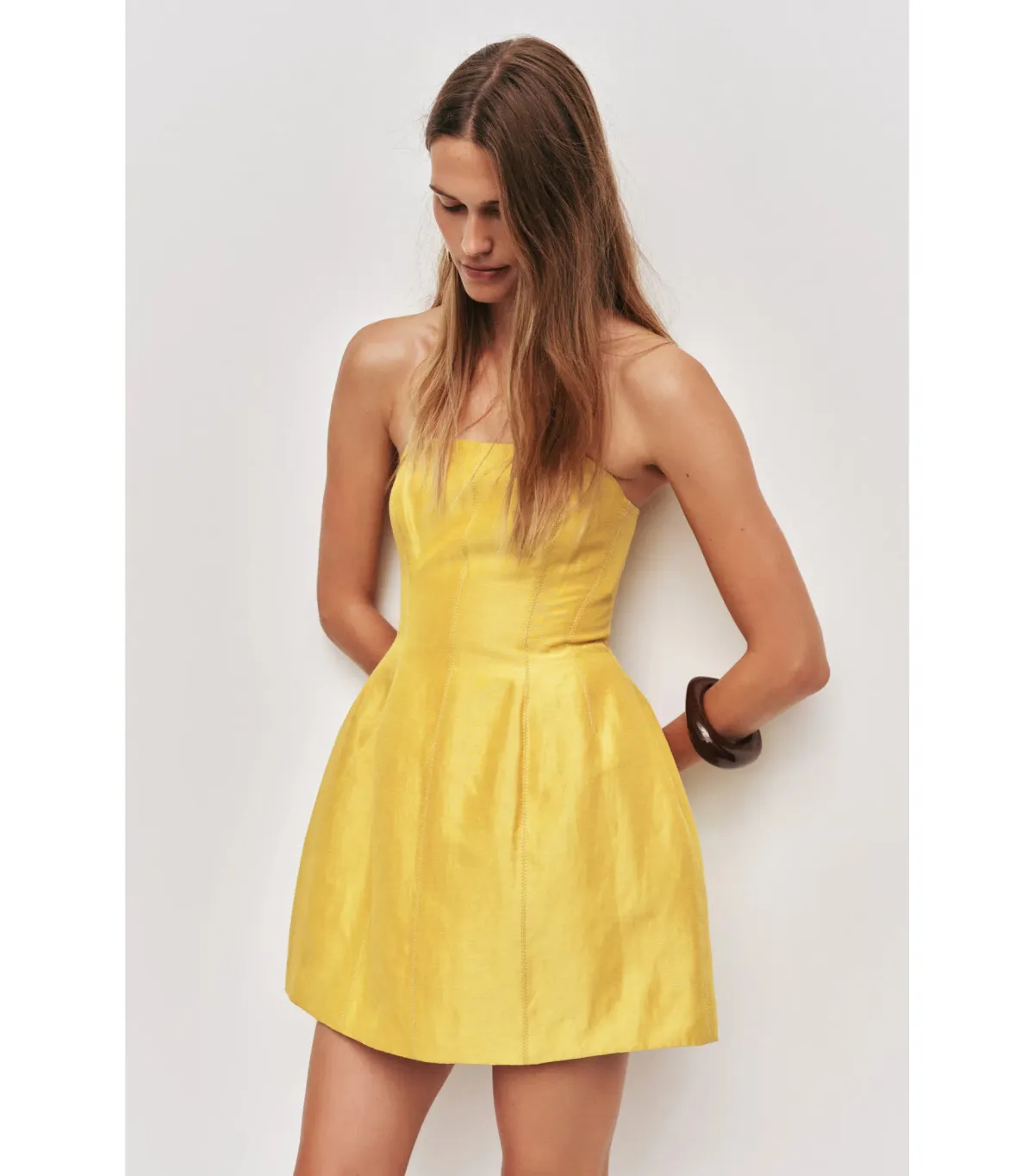 Aje Baret Strapless Mini Dress in Chartreuse Size AU 12 - Image 2