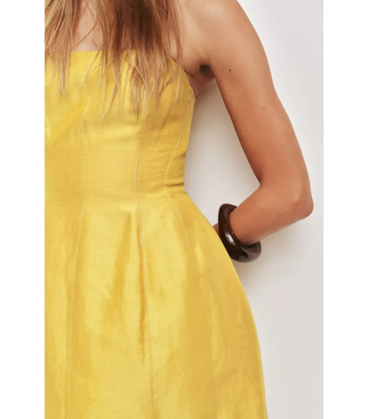 Aje Baret Strapless Mini Dress in Chartreuse Size AU 12 - Image 3