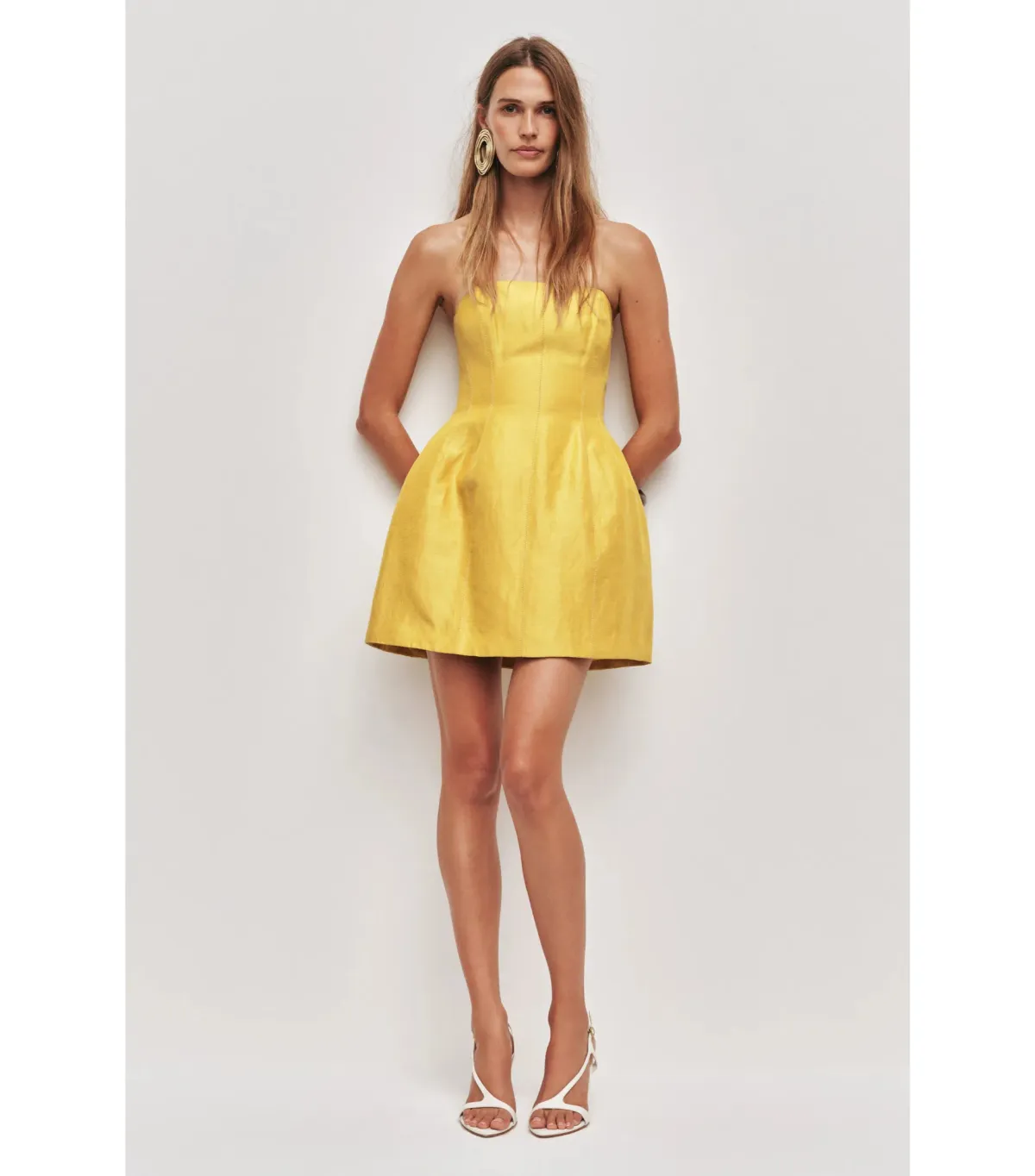 Aje Baret Strapless Mini Dress in Chartreuse Size AU 12 - Image 1