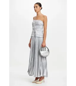 Acler Rockland Midi Dress in Dove Metallic Size AU 6 for rent on The Volte - image 2