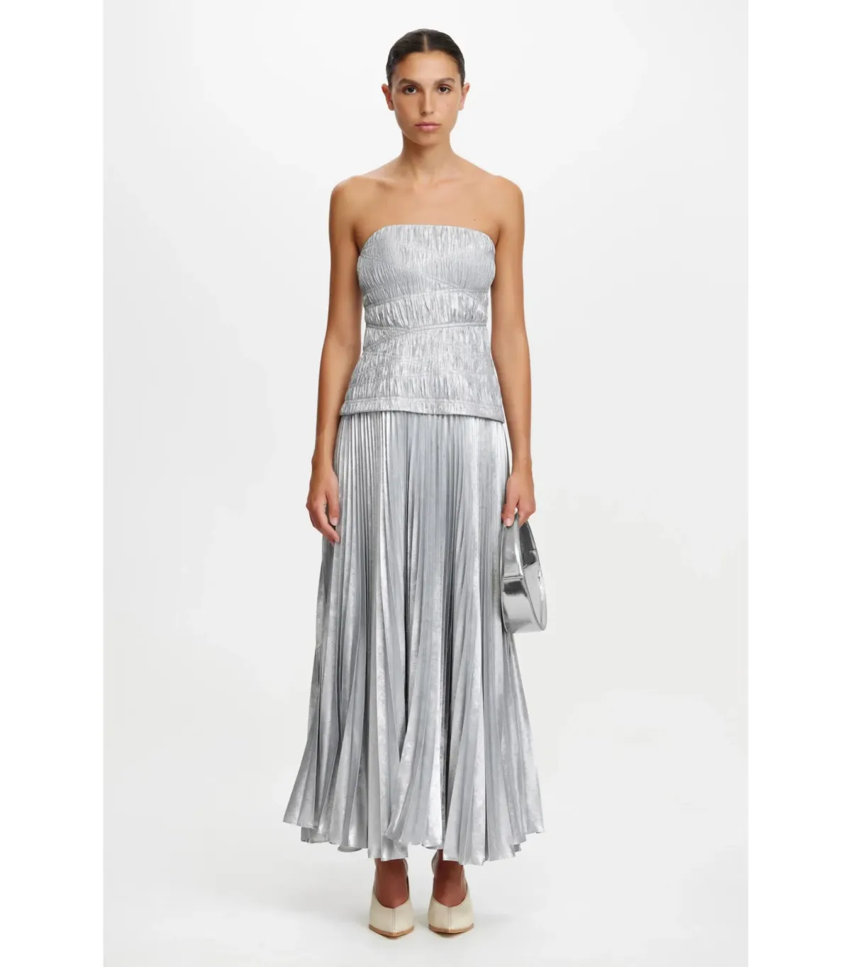Acler Rockland Midi Dress in Dove Metallic Size AU 6 - Image 1
