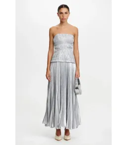 Acler Rockland Midi Dress in Dove Metallic Size AU 6 for rent on The Volte - image 1
