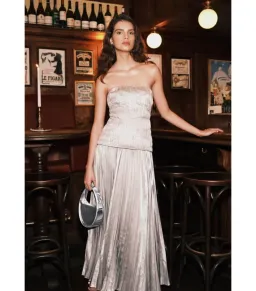 Acler Rockland Midi Dress in Dove Metallic Size AU 10 for rent on The Volte - image 5