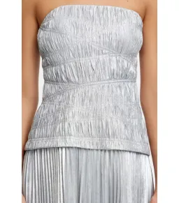 Acler Rockland Midi Dress in Dove Metallic Size AU 10 for rent on The Volte - image 4