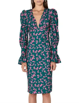 By Johnny Petal Punch Dress Green Print Size AU 8 for rent on The Volte - image 1