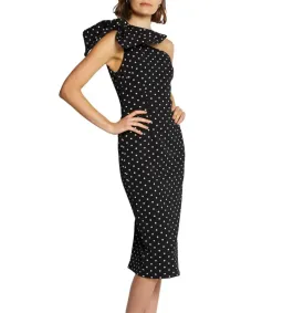 By Johnny Polka Dot Midi Dress Black Size 8  for rent on The Volte - image 1