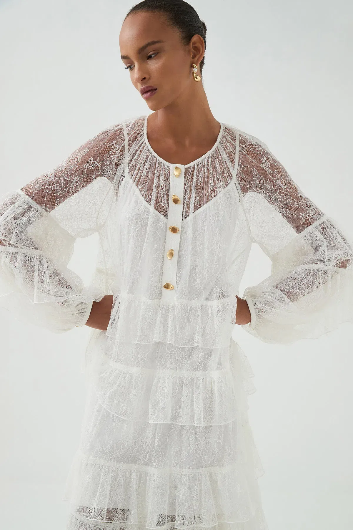 Aje Primrose Lace Maxi Dress White Size AU 4 - Image 6