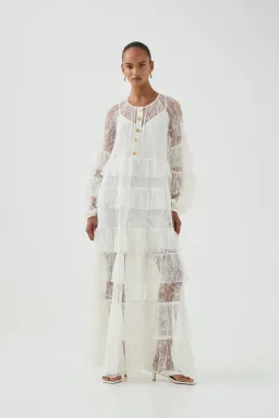 Aje Primrose Lace Maxi Dress White Size AU 4  for rent on The Volte - image 2
