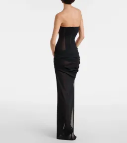 ALEX PERRY SHEER STRAPLESS CORSET DRESS IN BLACK STRETCH MESH AU 10 | Evening, Gala & Black Tie Dress for rent on The Volte - image 2