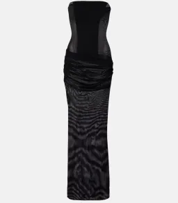 ALEX PERRY SHEER STRAPLESS CORSET DRESS IN BLACK STRETCH MESH AU 10 | Evening, Gala & Black Tie Dress for rent on The Volte - image 3