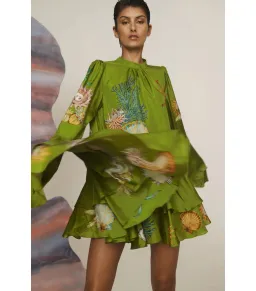 Alemais Aquatica Silk Mini Dress Green Size AU 12 for rent on The Volte - image 2
