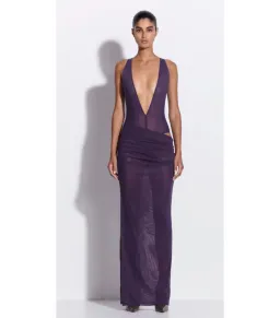 Alex Perry Tucked Halter Column Maxi Dress in Purple Size AU 10 for rent on The Volte - image 1
