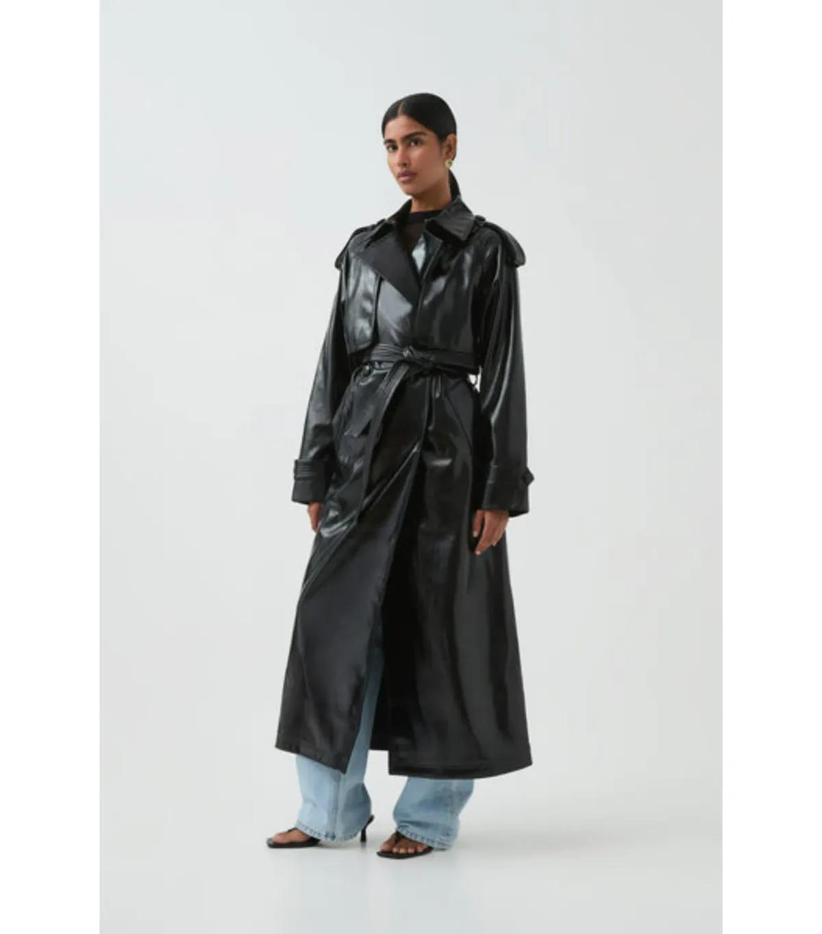 Aje Studio Raven Vegan Leather Trench Black Size AU 10 - Image 1