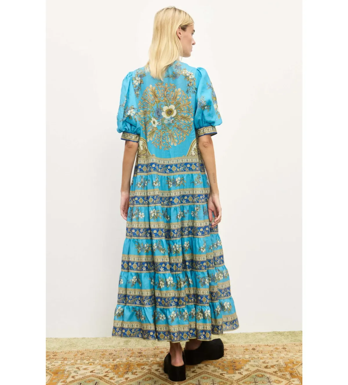Alemais Cassie Tiered Midi Dress Blue Size AU 16 - Image 2