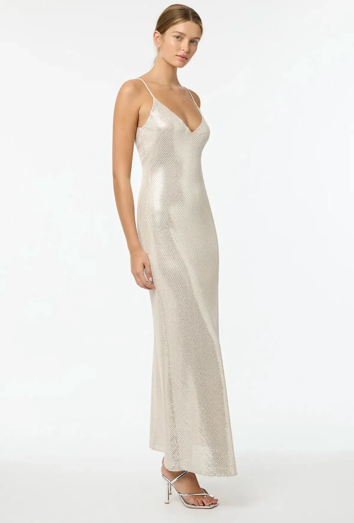 Manning Cartell High Voltage Slip Dress Nude Silver Size 10 - Image 6