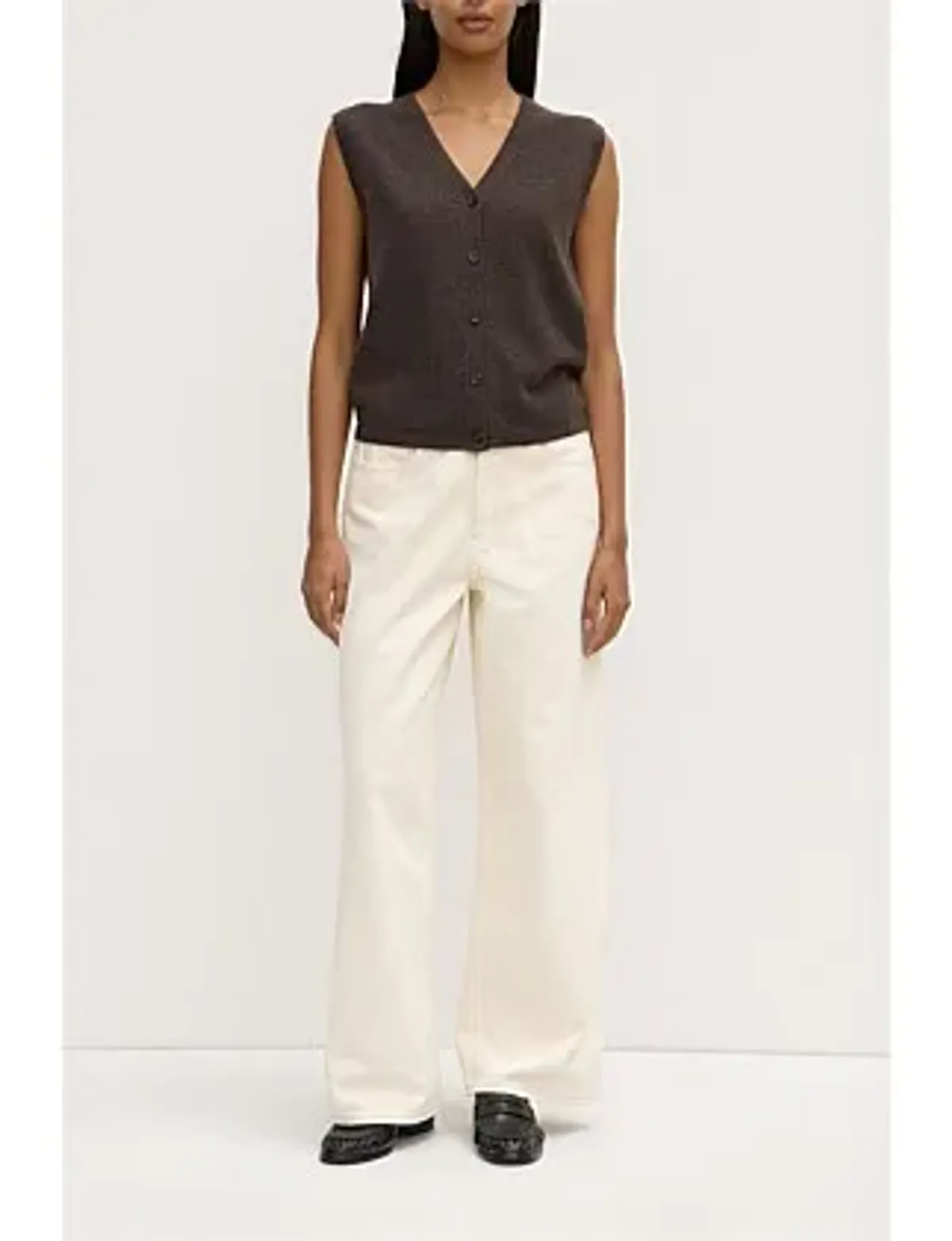 Assembly Label Lara Cashmere Knit Tank Ganache Marle Beige Size 8 - Image 1