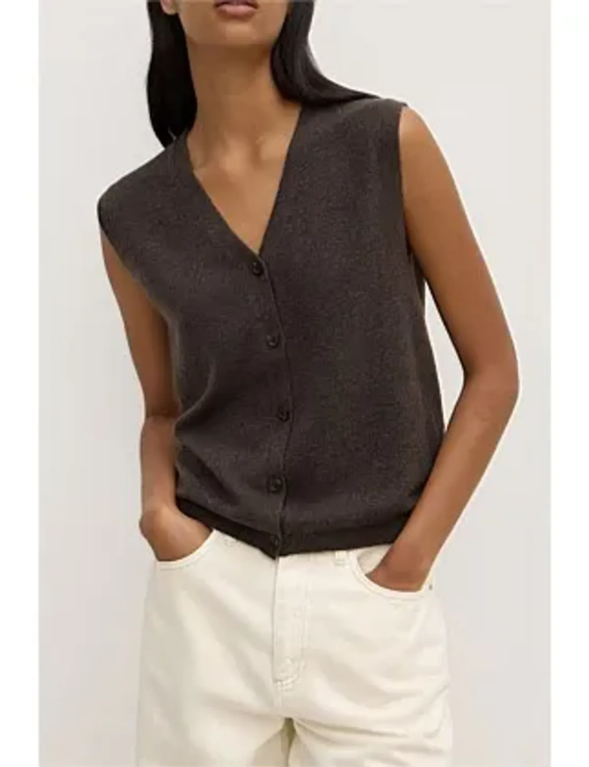 Assembly Label Lara Cashmere Knit Tank Ganache Marle Beige Size 8 - Image 5