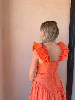 Aje Simone Frill Sleeve Mini Dress Orange Size 8 for rent on The Volte - image 3