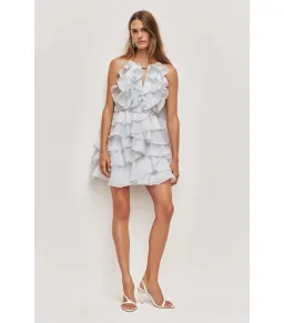 Aje Cleo Mini Dress Silver Blue Size 12 for rent on The Volte - image 1