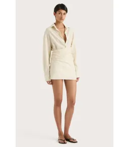 Faithfull Laria Pinstripe Mini Dress Neutral Size XS / AU 6 for rent on The Volte - image 1