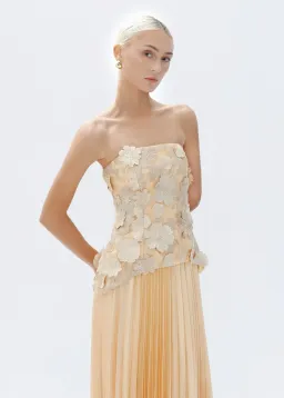 Justin Tong Cascade Pleated Maxi Gown Gold Size AU 14 for rent on The Volte - image 5