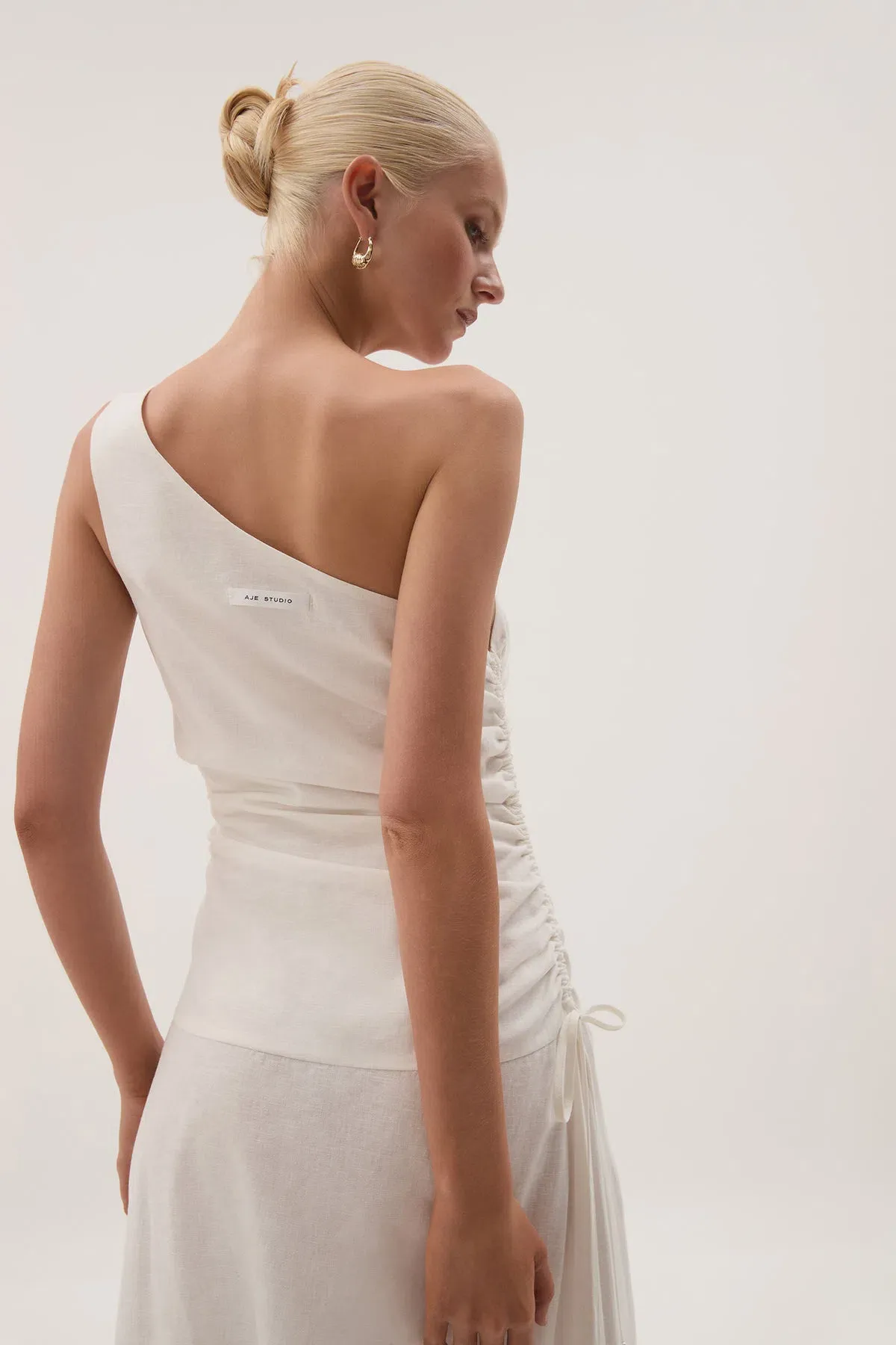 Aje White Daze One Shoulder Maxi Dress White Size AU 6 - Image 4