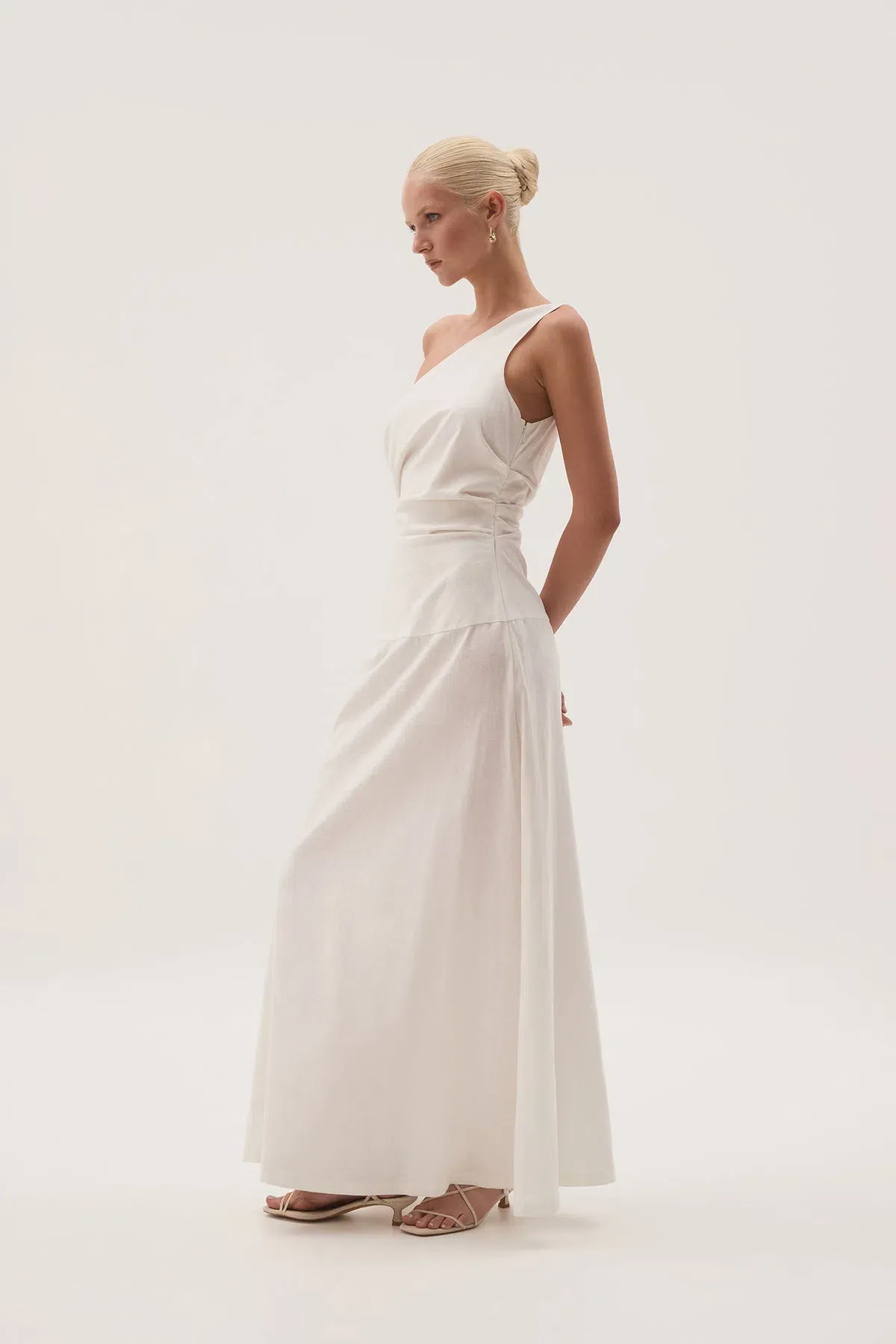 Aje White Daze One Shoulder Maxi Dress White Size AU 6 - Image 3