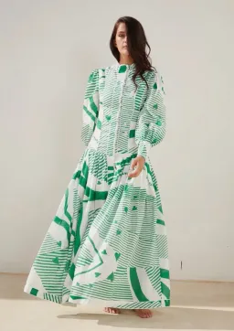 Mackenzie Mode Button Me Up Maxi Dress Green With Envy Size AU 14 for rent on The Volte - image 1