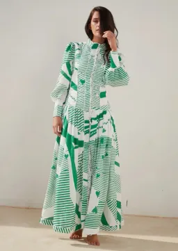 Mackenzie Mode Button Me Up Maxi Dress Green With Envy Size AU 14 for rent on The Volte - image 4