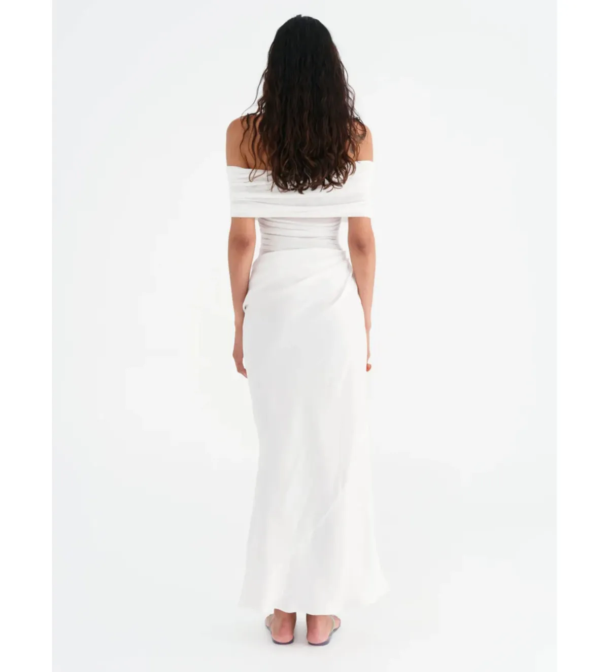 Benni Nico Off Shoulder Maxi Dress in White Size AU14 - Image 3