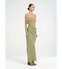Benni Yasmin Off-Shoulder Maxi Dress Pistachio Size 10 for rent on The Volte - image 4
