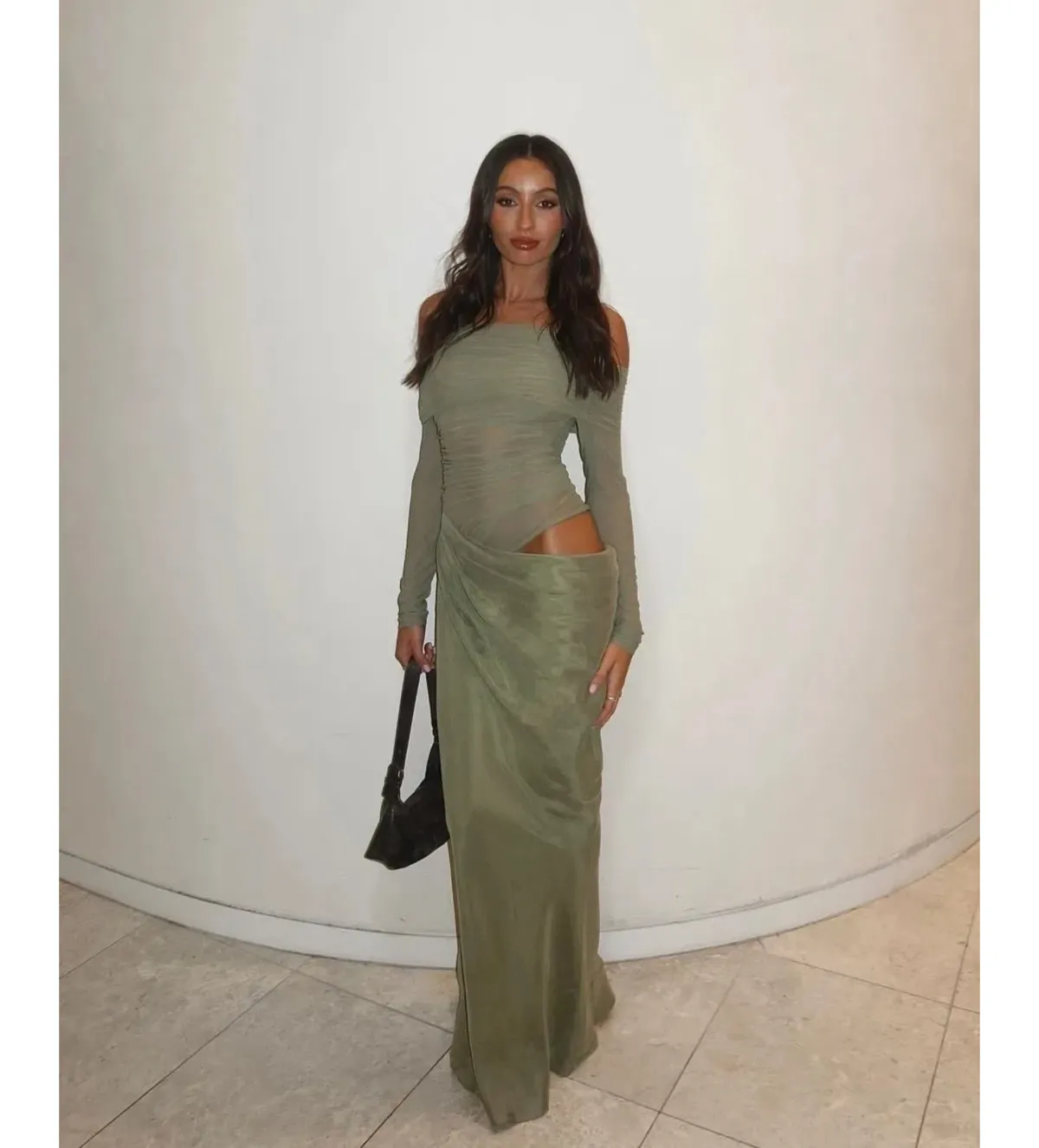 Benni Yasmin Off-Shoulder Maxi Dress Pistachio Size 10 - Image 1