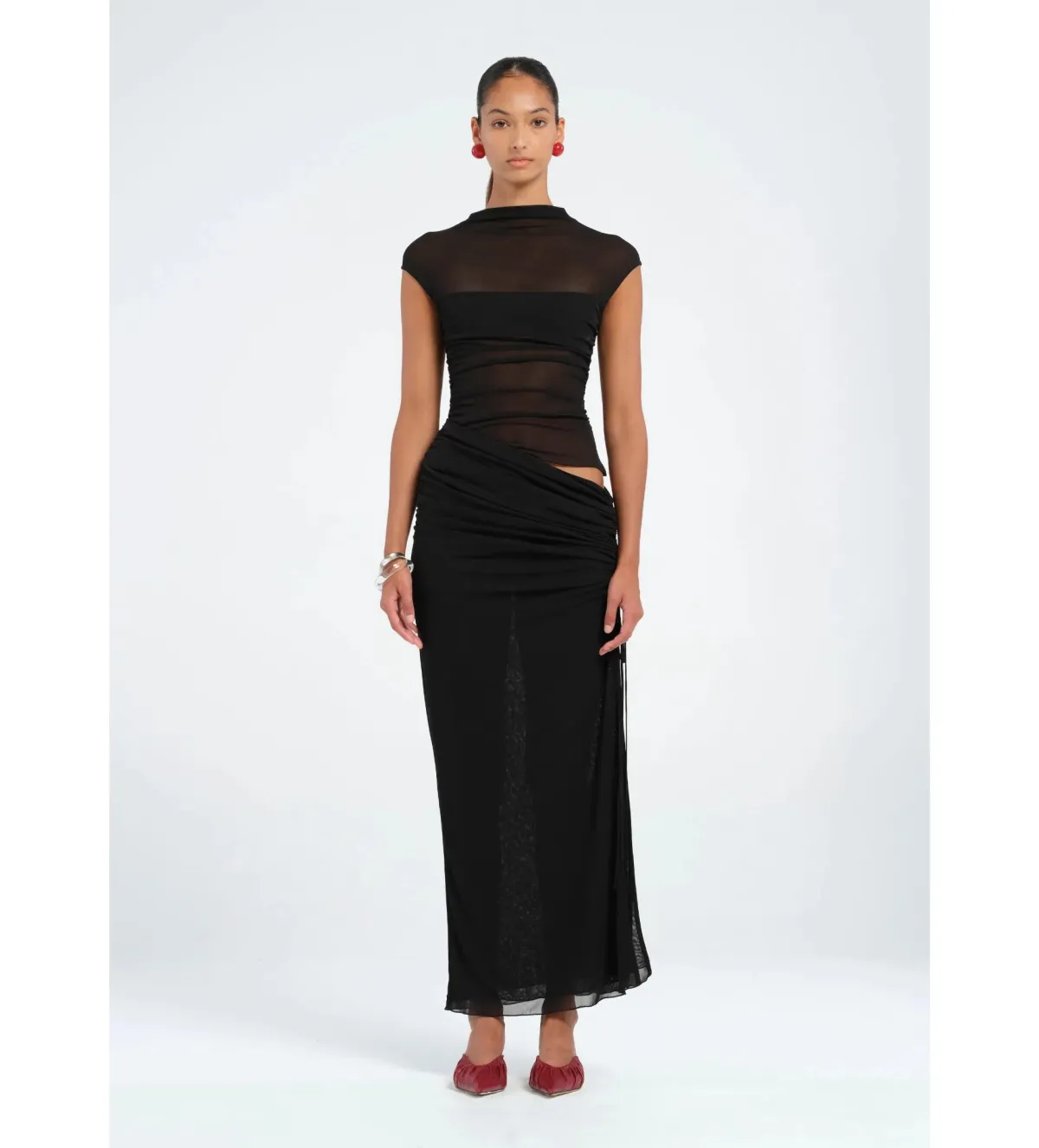 Benni Milo Mesh Maxi Dress in Black Size 8 - Image 1