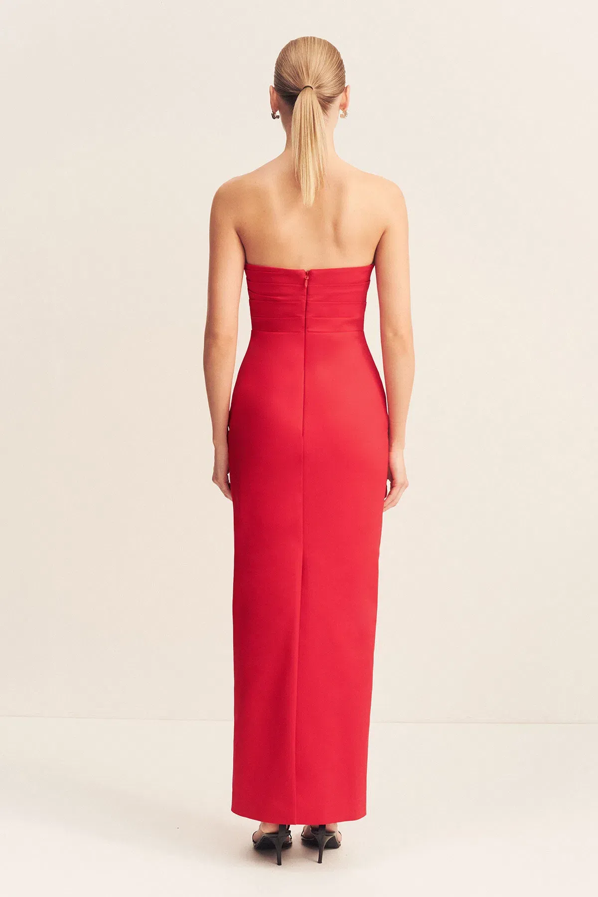 Shona Joy Lani Strapless Draped Maxi Dress in Chilli Red Size 8 - Image 3