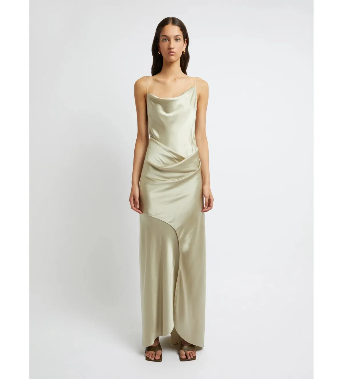 Christopher Esber Verdant Falls Draped Maxi Dress Putty Size AU 6 - Image 1