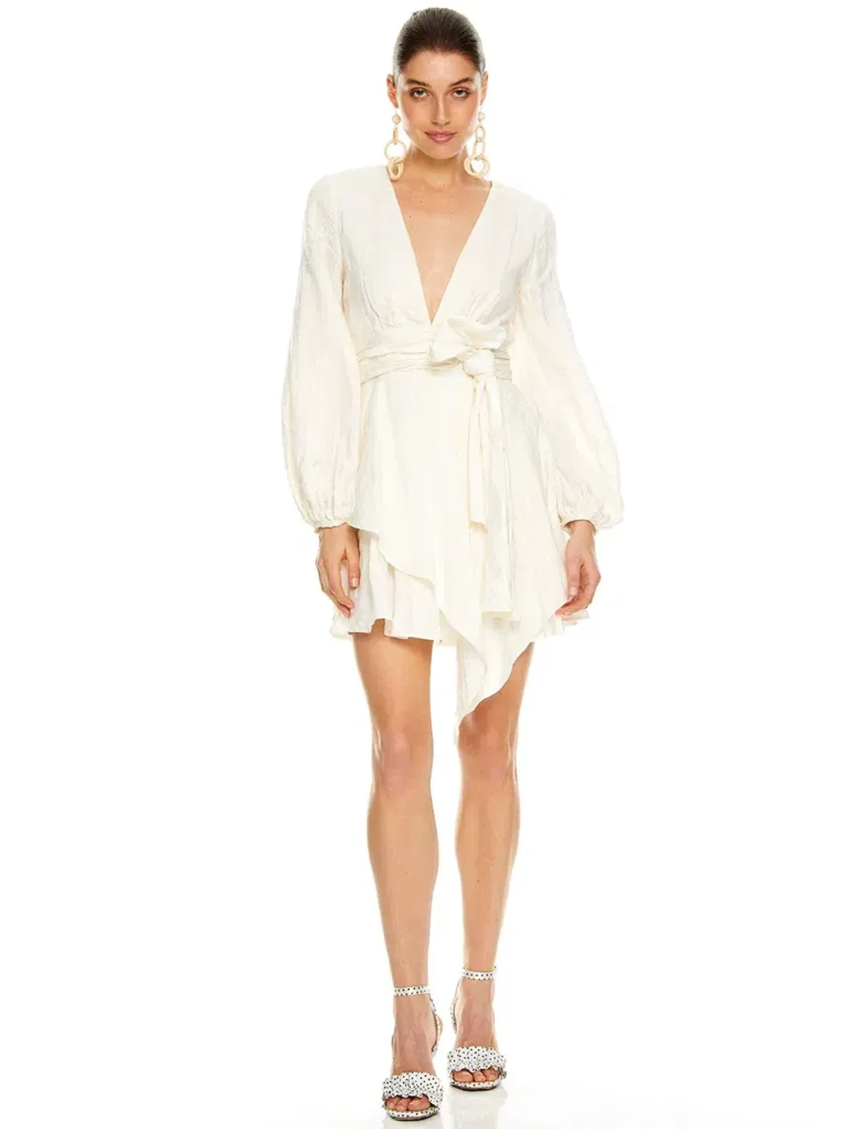 Talulah Sway With Me Long Sleeve Mini Dress White Size S - Image 1