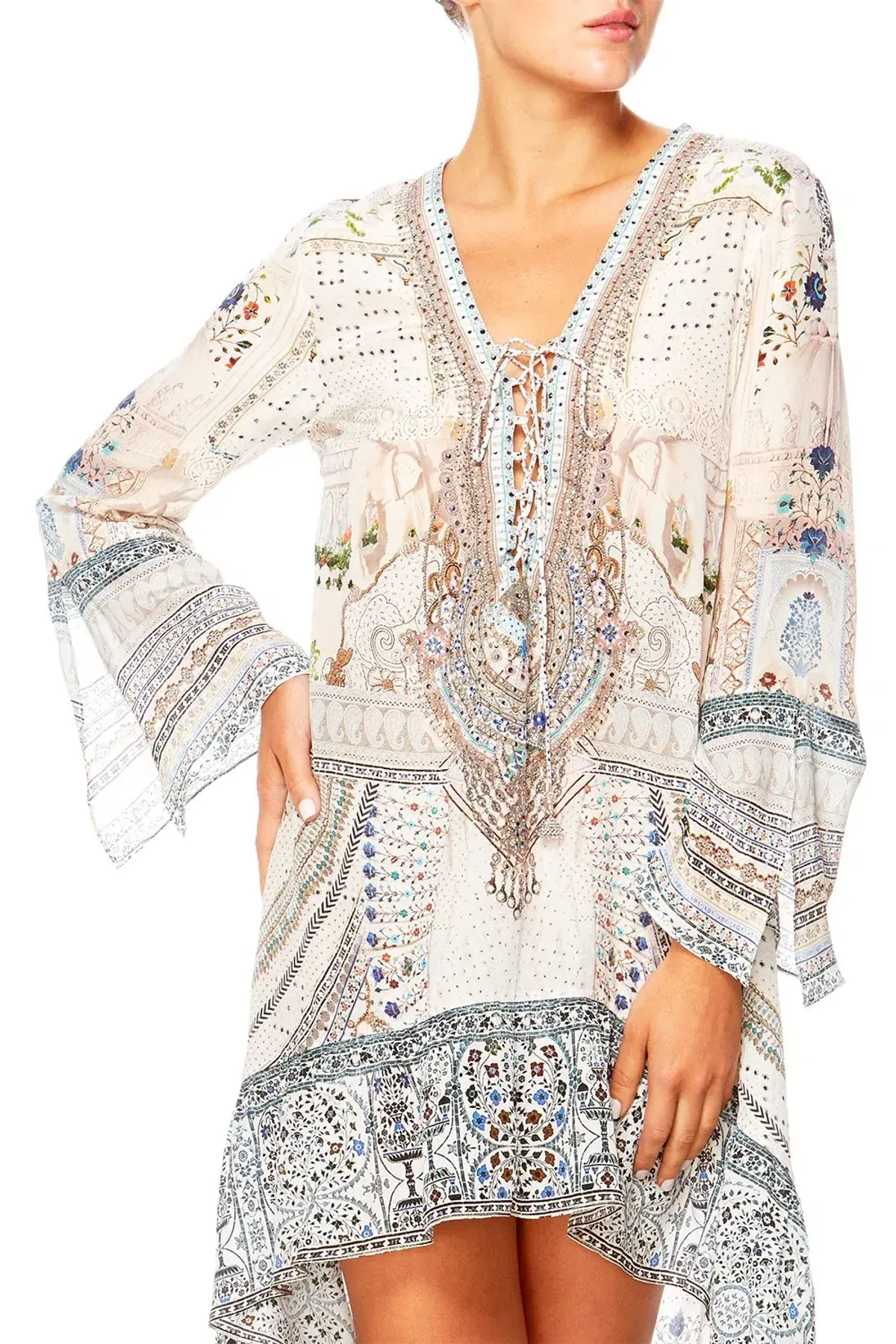 Camilla Breakfast With Silvia Short Dress with High Low Hem Print Size XS - Image 2