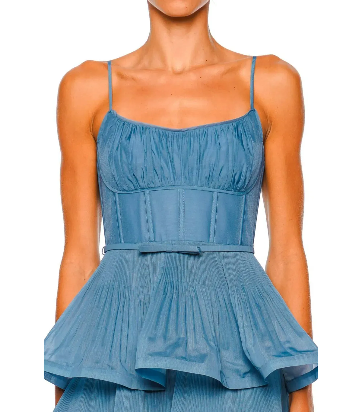 Zimmermann Pleated Tiered Midi Dress Deep Blue Size 1 / AU 10 - Image 4
