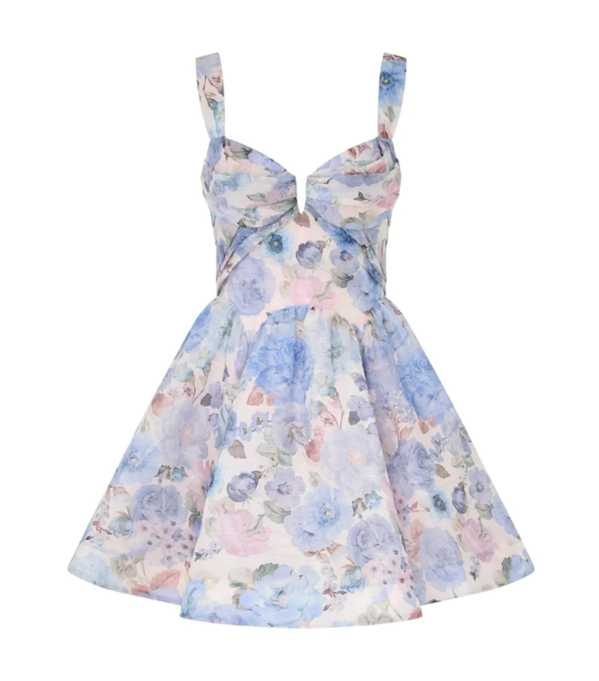 Zimmermann Rebellion Drape Mini Dress Sky Bloom Size 0 / AU 8 - Image 3