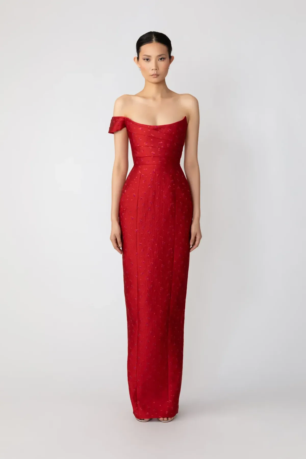 Sau Lee Jackson Jacquard Maxi Gown Red Size AU 8 - Image 1