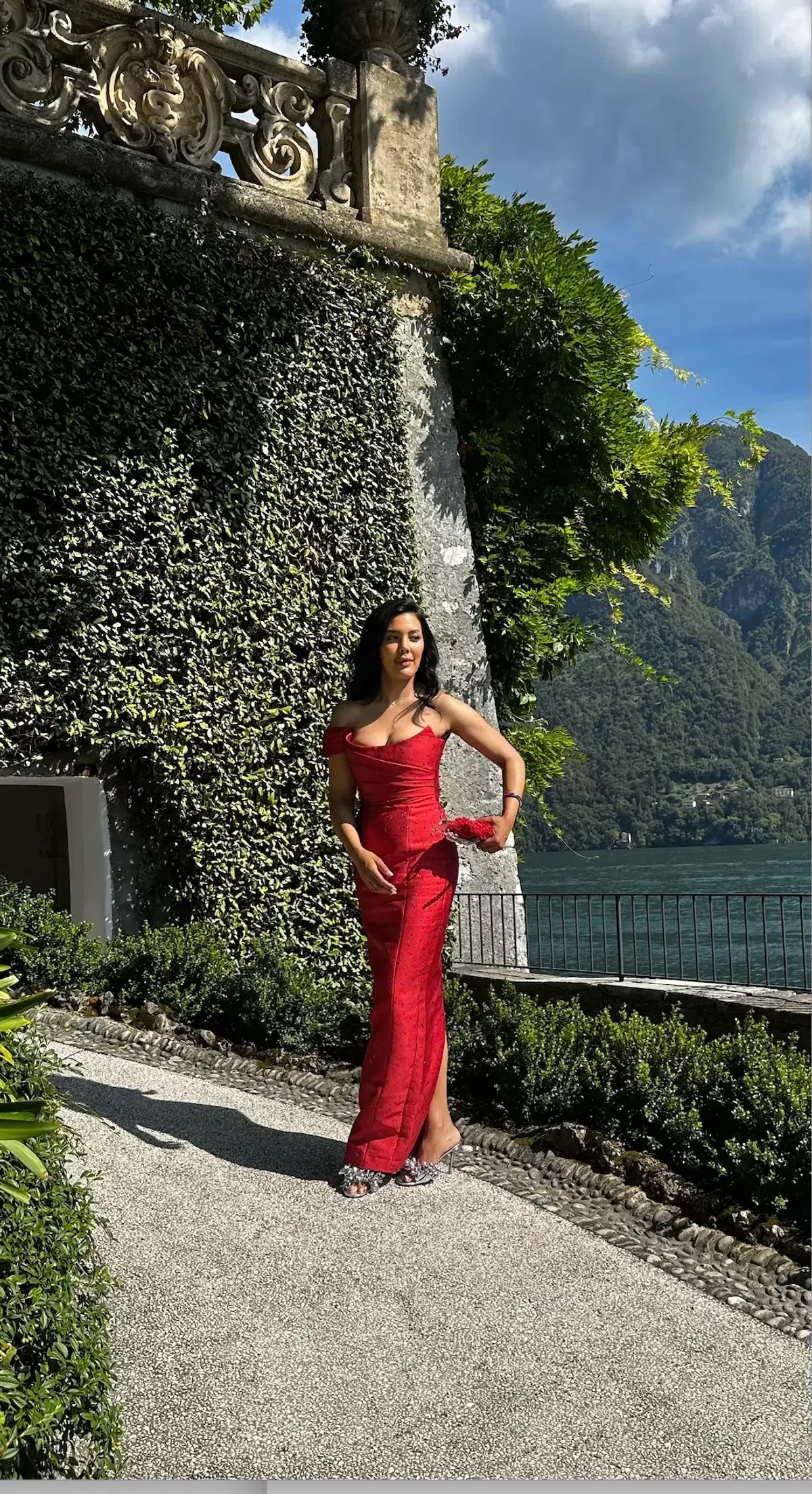 Sau Lee Jackson Jacquard Maxi Gown Red Size AU 8 - Image 5