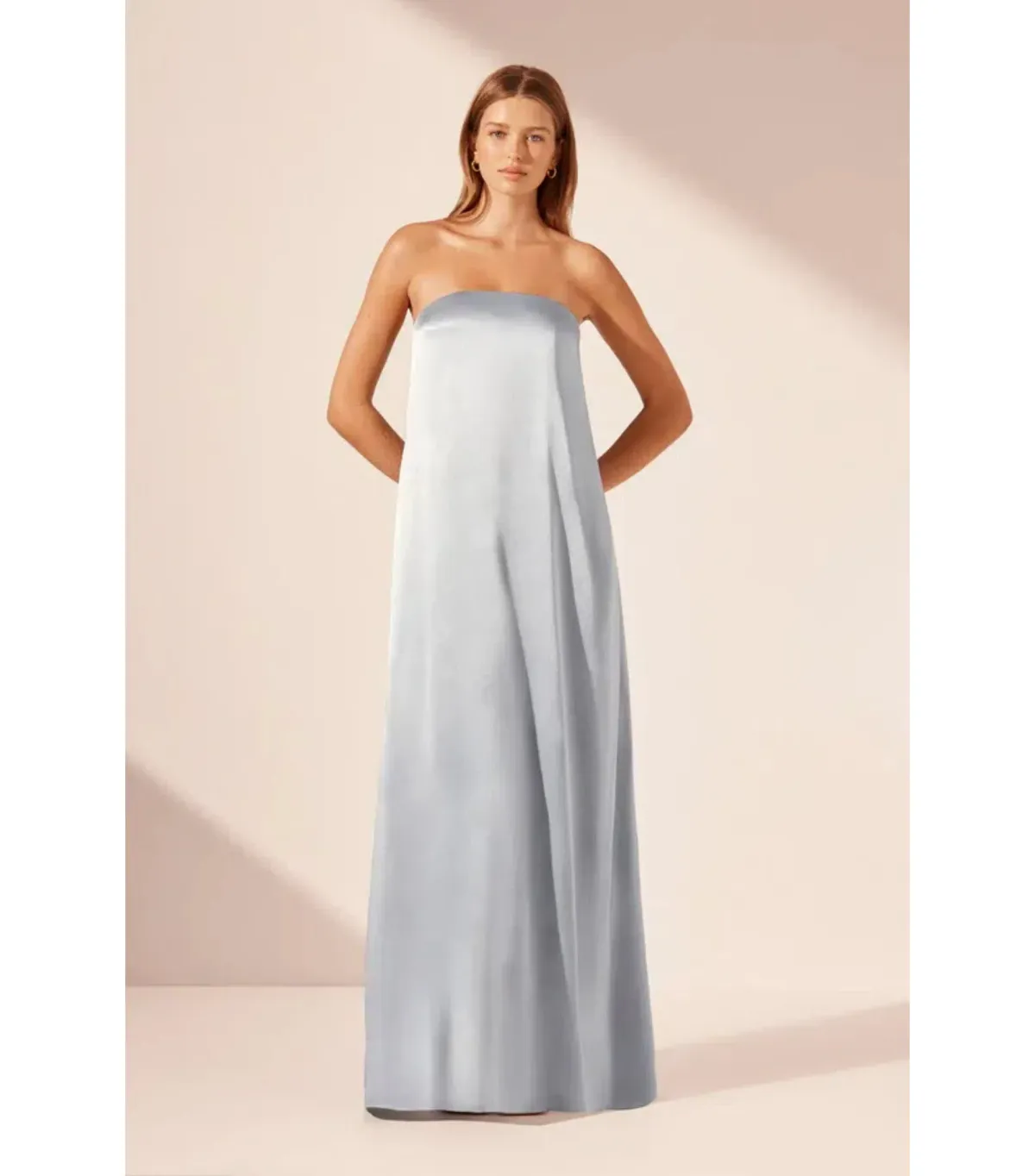 Shona Joy La Lune Strapless Column Maxi Dress Powder Blue Size AU 10 - Image 1
