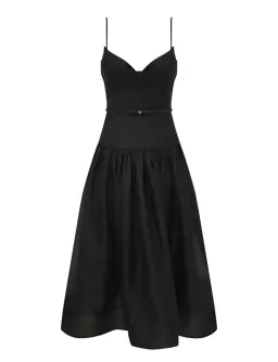Zimmermann Rebellion Fitted Picnic Midi Dress Black Size 2 AU 12  for rent on The Volte - image 1