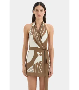Sir the Label Almara Wrap Halter Mini Dress Espresso Stripe Size 0 / AU 6 for rent on The Volte - image 3