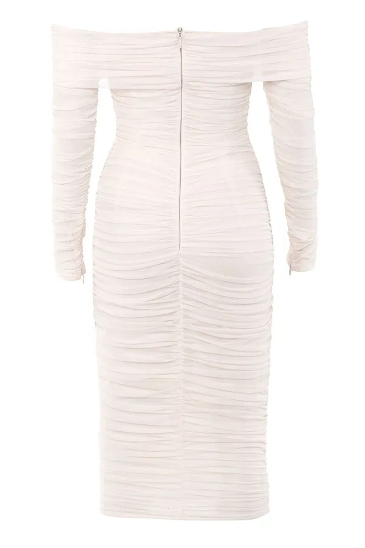 House of CB Anais Off Shoulder Ruched Midi Dress White Size 8 - Image 5