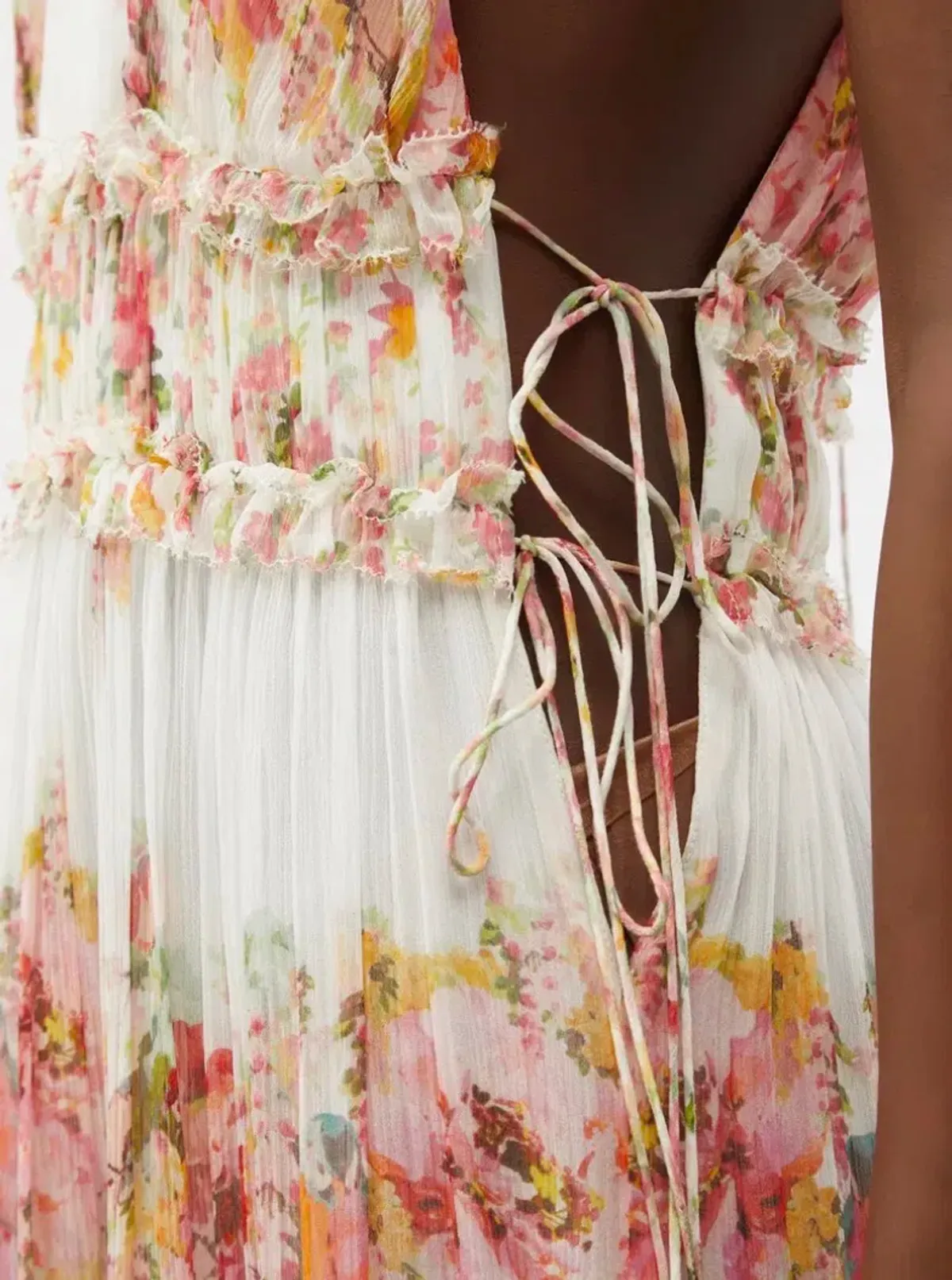Zimmerman Mae Midi Dress in White and Pink Size 0P/ AU 6P - Image 4